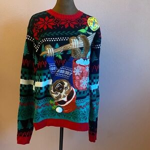BIZZARD BAY Festive Sloth Crewneck Sweater - Red, Green, Blue